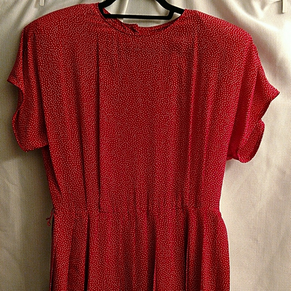 Vintage  Red and white polka dot  silk dress